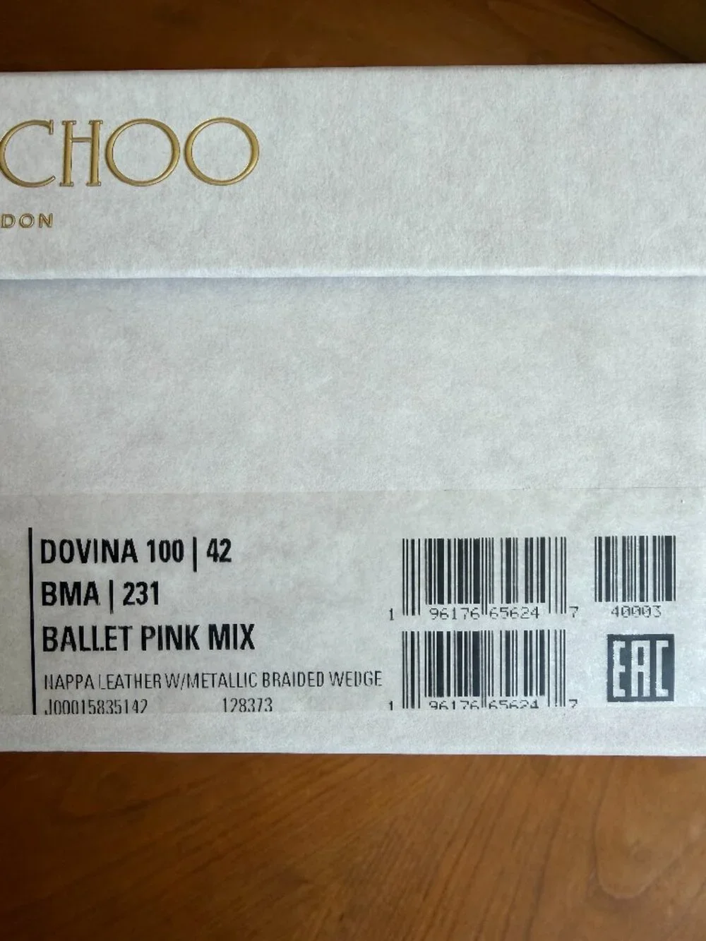 NWT Jimmy Choo- Dovina 100 Ballet Pink Mix, Metallic Braided 4